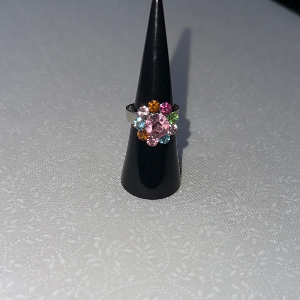 Pink and Orange Beaded Floral Rings‎